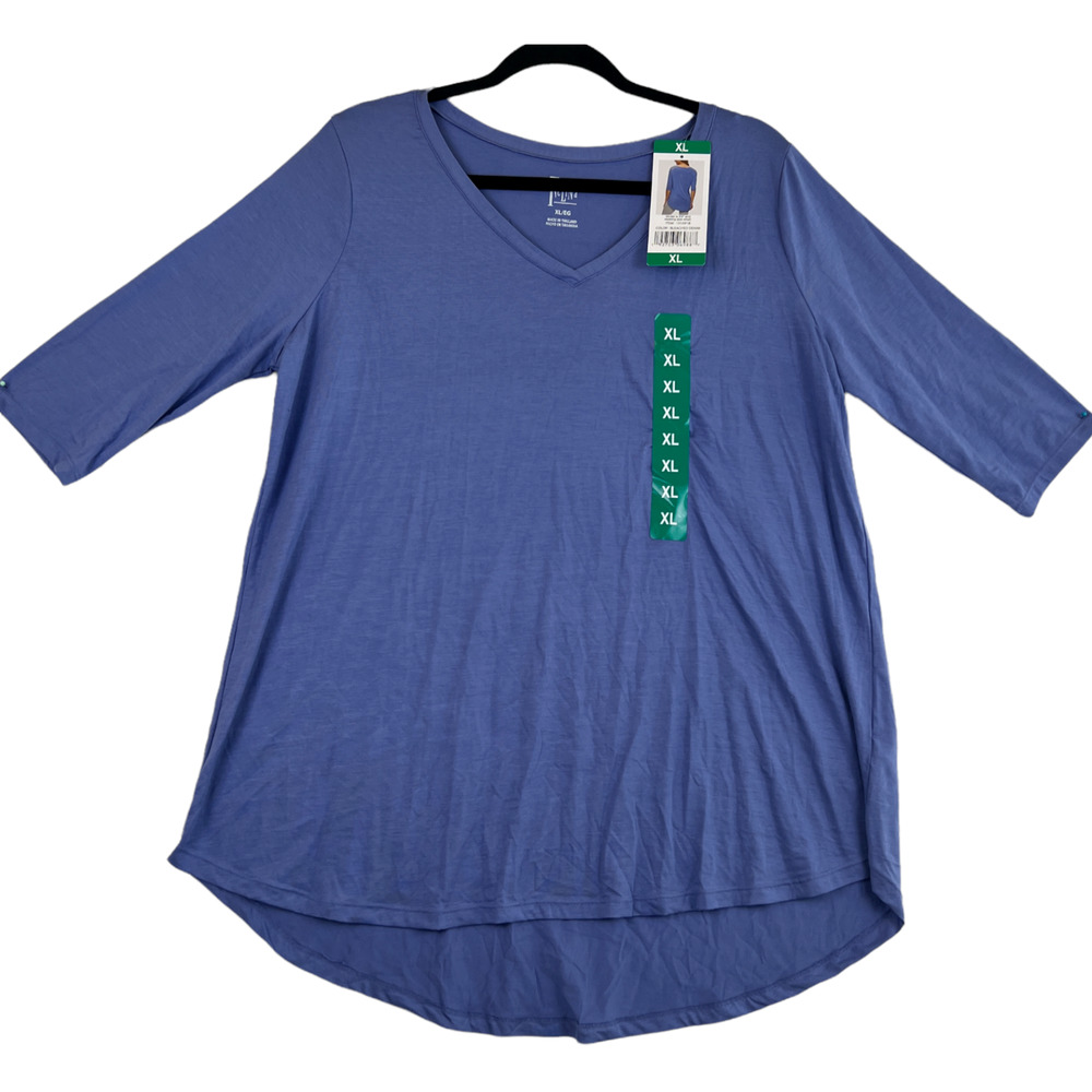 Felina Womens High-Low Hem Tunic Top Blue XL